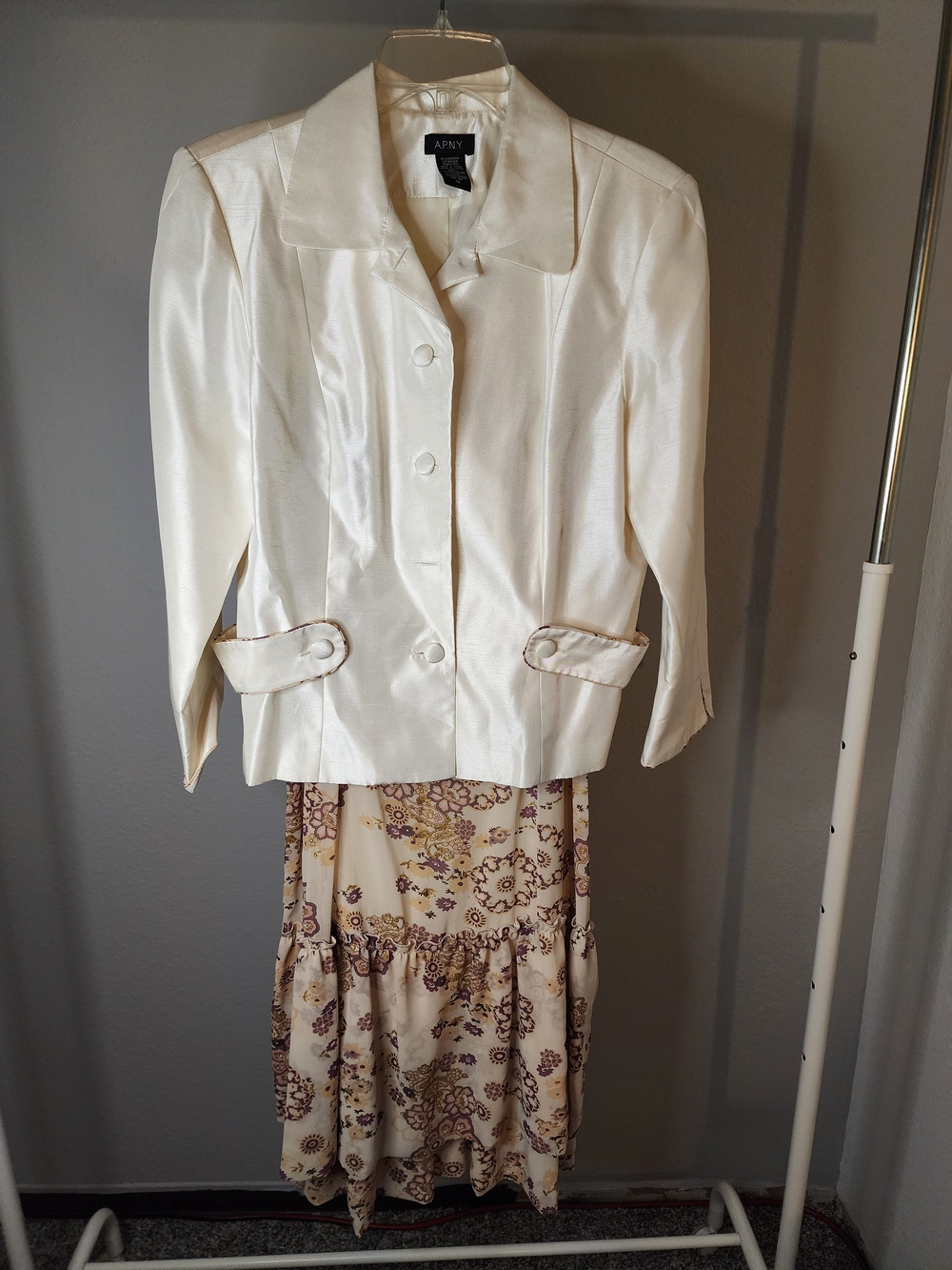 A.P.N.Y. Cream Floral Maxi Dress with Coordinating Cream Jacket